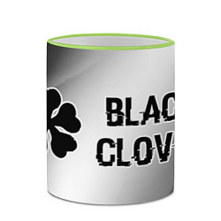 Кружка 3D Black Clover glitch на светлом фоне: надпись и сим, цвет: 3D-светло-зеленый кант — фото 2
