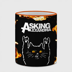 Кружка 3D Asking Alexandria рок кот и огонь, цвет: 3D-оранжевый кант — фото 2