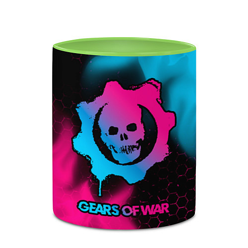 Кружка цветная Gears of War - neon gradient / 3D-Белый + светло-зеленый – фото 2