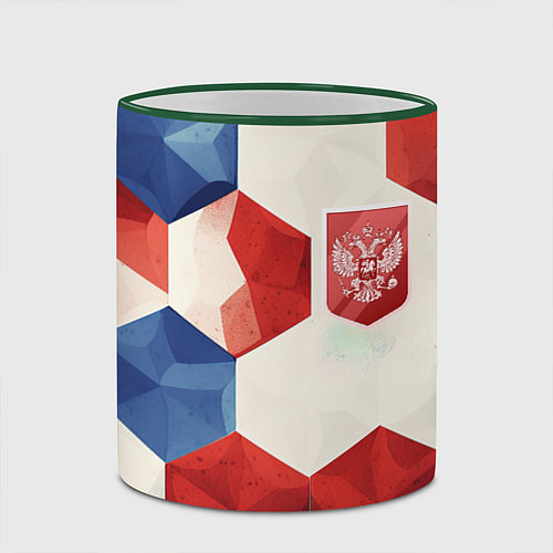Кружка цветная Большие плиты герб России / 3D-Зеленый кант – фото 2