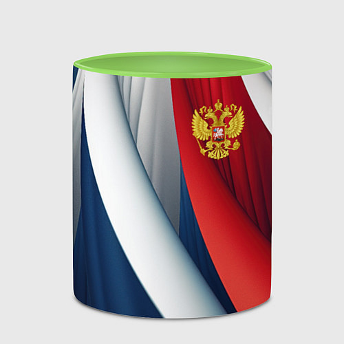 Кружка цветная Герб России абстракция / 3D-Белый + светло-зеленый – фото 2