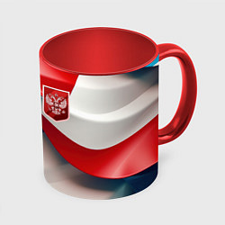 Кружка 3D Красный герб России, цвет: 3D-белый + красный