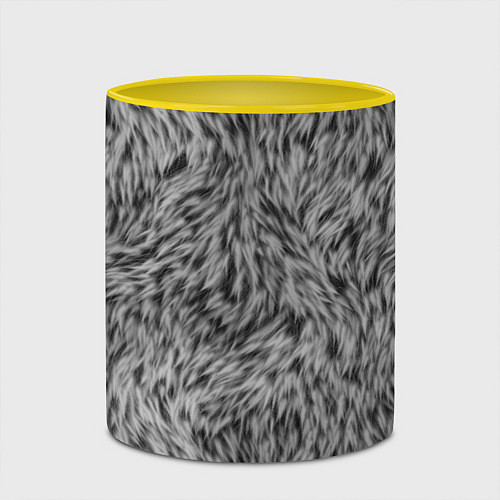 Кружка цветная Густой серый мех / 3D-Белый + желтый – фото 2