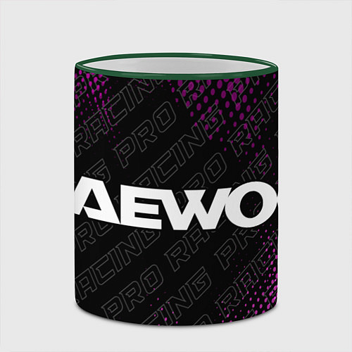 Кружка цветная Daewoo pro racing: надпись и символ / 3D-Зеленый кант – фото 2