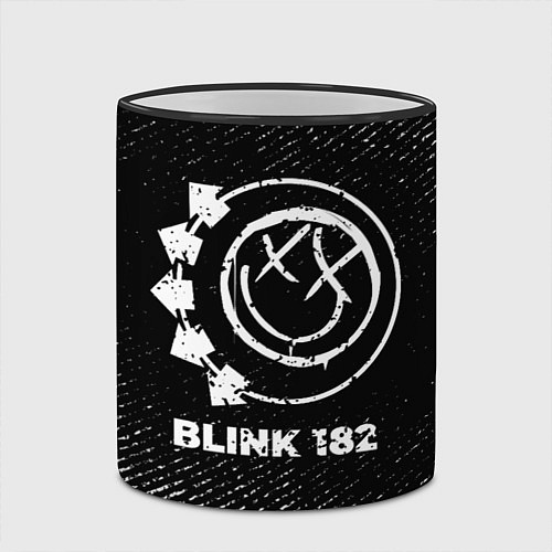 Кружка цветная Blink 182 с потертостями на темном фоне / 3D-Черный кант – фото 2