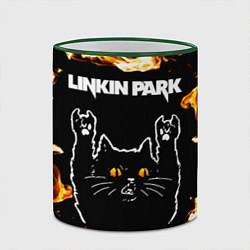 Кружка 3D Linkin Park рок кот и огонь, цвет: 3D-зеленый кант — фото 2