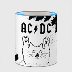 Кружка 3D AC DC рок кот на светлом фоне, цвет: 3D-небесно-голубой кант — фото 2