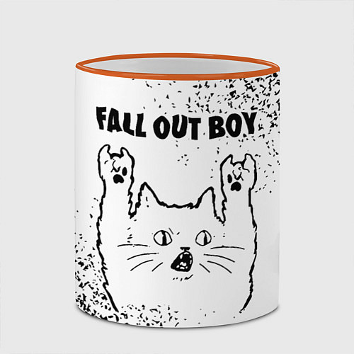 Кружка цветная Fall Out Boy рок кот на светлом фоне / 3D-Оранжевый кант – фото 2