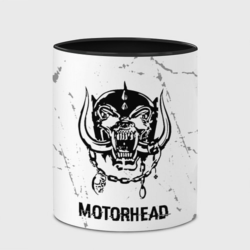 Кружка цветная Motorhead glitch на светлом фоне / 3D-Белый + черный – фото 2