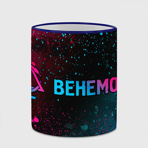 Кружка цветная Behemoth - neon gradient: надпись и символ / 3D-Синий кант – фото 2