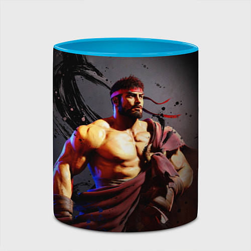 Кружка цветная Street Fighter: Ryu / 3D-Белый + небесно-голубой – фото 2