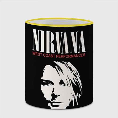 Кружка цветная Nirvana - Kurt Cobain / 3D-Желтый кант – фото 2