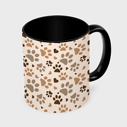 Кружка 3D Следы питомцев, цвет: 3D-белый + черный