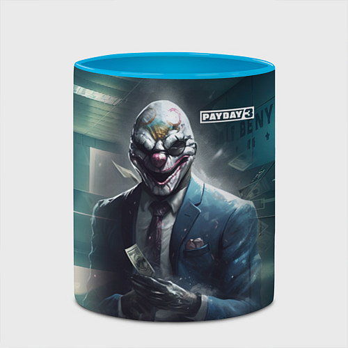 Кружка цветная Payday 3 mask / 3D-Белый + небесно-голубой – фото 2