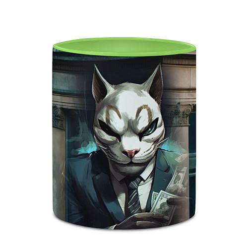 Кружка цветная Payday cat / 3D-Белый + светло-зеленый – фото 2