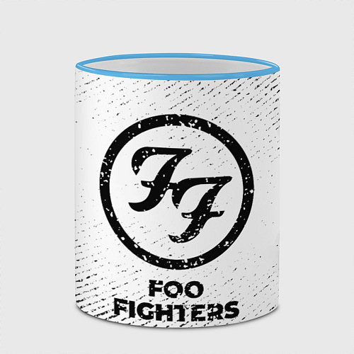 Кружка цветная Foo Fighters с потертостями на светлом фоне / 3D-Небесно-голубой кант – фото 2