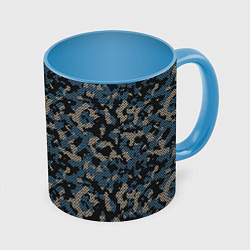 Кружка 3D Камуфляж сеточный, цвет: 3D-белый + небесно-голубой