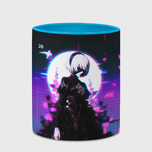 Кружка цветная Nier automata 2b neon / 3D-Белый + небесно-голубой – фото 2