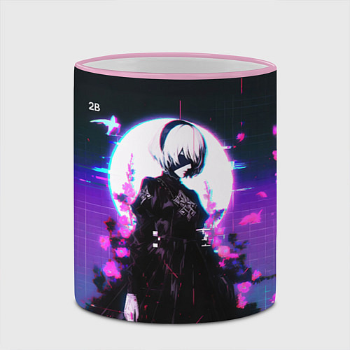 Кружка цветная Nier automata 2b neon / 3D-Розовый кант – фото 2