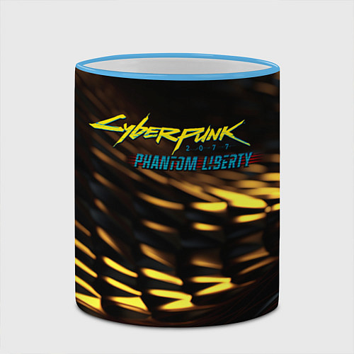 Кружка цветная Cyberpunk 2077 phantom liberty black gold / 3D-Небесно-голубой кант – фото 2