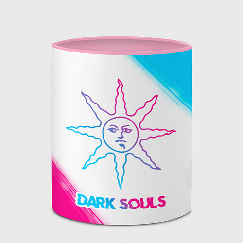 Кружка цветная Dark Souls neon gradient style / 3D-Белый + розовый – фото 2