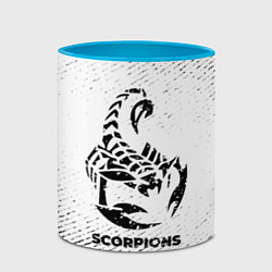 Кружка 3D Scorpions с потертостями на светлом фоне, цвет: 3D-белый + небесно-голубой — фото 2