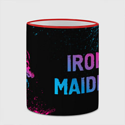 Кружка 3D Iron Maiden - neon gradient: надпись и символ, цвет: 3D-красный кант — фото 2