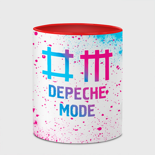 Кружка цветная Depeche Mode neon gradient style / 3D-Белый + красный – фото 2