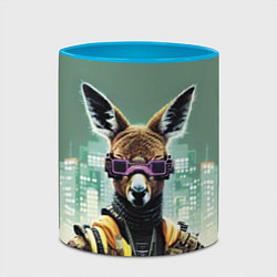 Кружка 3D Cool kangaroo - cyberpunk, цвет: 3D-белый + небесно-голубой — фото 2