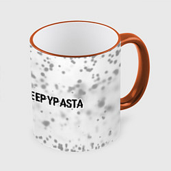 Кружка 3D CreepyPasta glitch на светлом фоне: надпись и симв, цвет: 3D-оранжевый кант