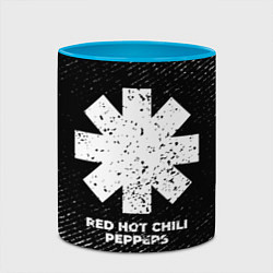 Кружка 3D Red Hot Chili Peppers с потертостями на темном фон, цвет: 3D-белый + небесно-голубой — фото 2