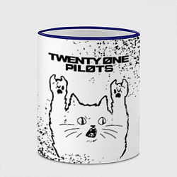 Кружка 3D Twenty One Pilots рок кот на светлом фоне, цвет: 3D-синий кант — фото 2