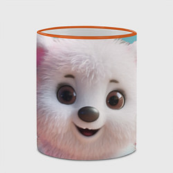 Кружка 3D Белый пушистый медвежонок, цвет: 3D-оранжевый кант — фото 2