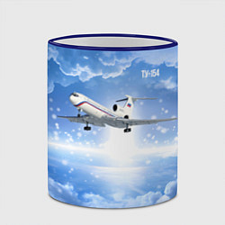 Кружка 3D Ту-154 в морозном небе, цвет: 3D-синий кант — фото 2