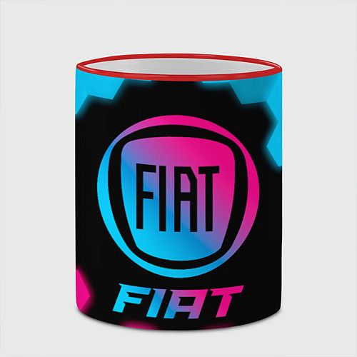 Кружка цветная Fiat - neon gradient / 3D-Красный кант – фото 2