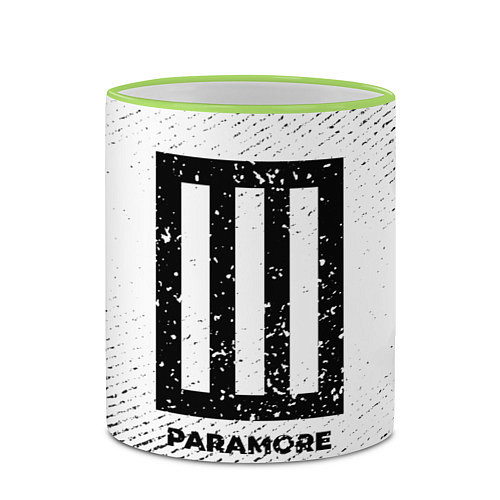 Кружка цветная Paramore с потертостями на светлом фоне / 3D-Светло-зеленый кант – фото 2