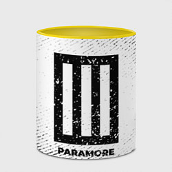 Кружка 3D Paramore с потертостями на светлом фоне, цвет: 3D-белый + желтый — фото 2