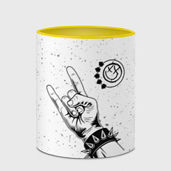 Кружка 3D Blink 182 и рок символ, цвет: 3D-белый + желтый — фото 2