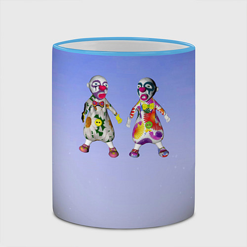 Кружка цветная Два чудаковатых клоуна / 3D-Небесно-голубой кант – фото 2