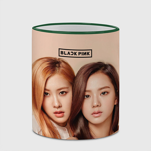 Кружка цветная Blackpink Jisoo and Rose / 3D-Зеленый кант – фото 2