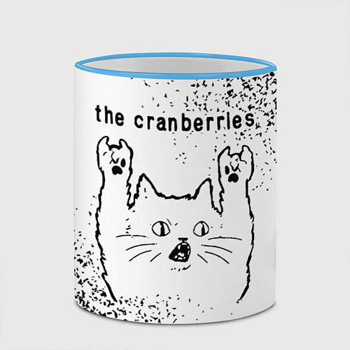 Кружка цветная The Cranberries рок кот на светлом фоне / 3D-Небесно-голубой кант – фото 2