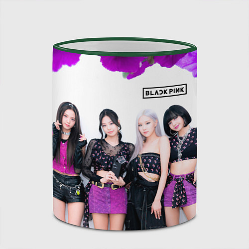 Кружка цветная Blackpink flowers / 3D-Зеленый кант – фото 2