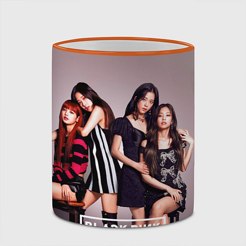 Кружка цветная Blackpink kpop / 3D-Оранжевый кант – фото 2