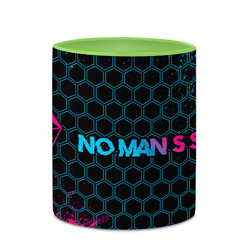 Кружка цветная No Mans Sky - neon gradient: надпись и символ / 3D-Белый + светло-зеленый – фото 2