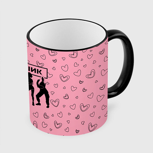 Кружка цветная Blackpink силуэт / 3D-Черный кант – фото 1