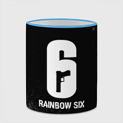 Кружка 3D Rainbow Six glitch на темном фоне, цвет: 3D-небесно-голубой кант — фото 2