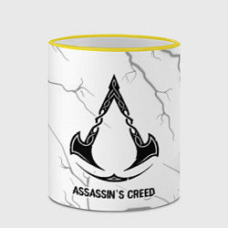 Кружка 3D Assassins Creed glitch на светлом фоне, цвет: 3D-желтый кант — фото 2