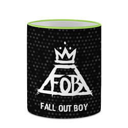 Кружка 3D Fall Out Boy glitch на темном фоне, цвет: 3D-светло-зеленый кант — фото 2