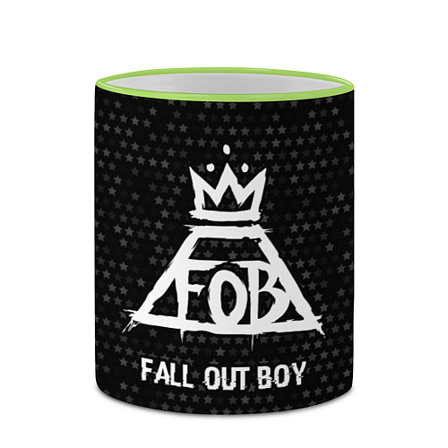 Кружка цветная Fall Out Boy glitch на темном фоне / 3D-Светло-зеленый кант – фото 2