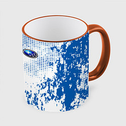 Кружка 3D Subaru blue logo, цвет: 3D-оранжевый кант